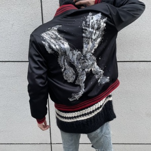 zgw自主潮流高街正确版修身slp大义满彩鳞片夹克女男同款外套hedi