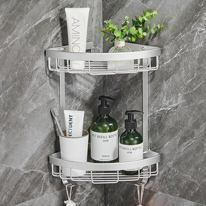 卫生间置物架免打孔浴室三角收纳镂空沥水篮厕所墙角双层壁挂式