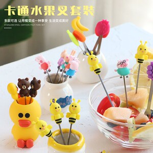 水果牙签叉果盘可爱叉子卡通ins果叉创意叉吃儿童便携小朋友