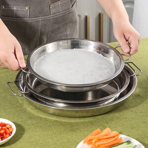 凉皮锣锣家用平盘不锈钢陕西面皮罗罗制作工具凉皮蒸肠粉盘不粘锅