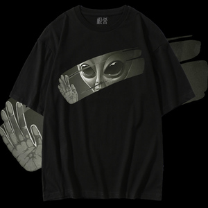 极誉外星人短袖T恤男潮流个性时尚太空创意宽松纯棉衣服打底衫