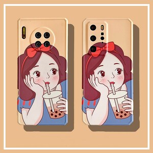 喝奶茶白雪公主 nova7华为p40手机壳p40pro 硅胶mate30全包镜头p30