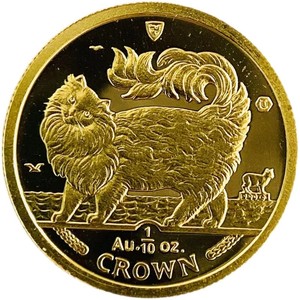 1993年马恩岛猫币24k足金1/10盎司 3.1g 包邮包税 no.14549