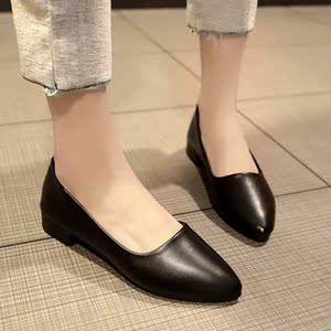 服务服务员鞋子头平员工餐厅平底黑色厚底酒店防滑鞋女厨房工作业