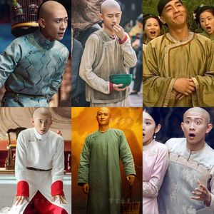 影视古装鹿鼎记韦小宝同款太监服古装清朝男士古装棉麻长袍马褂