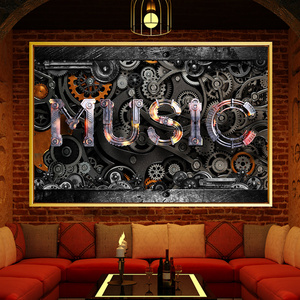 酒吧ktv墙面装饰蒸汽赛博朋克装饰画工业风齿轮电竞酒店网咖挂画