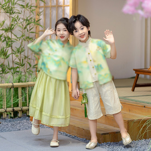 六一儿 童幼儿园表演出服男女 童古风汉服中国风夏季国学唐装套装