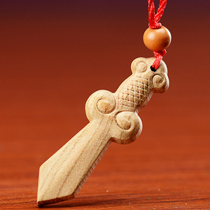 桃木剑钥匙扣桃木斧子木雕刻七星剑小桃木剑挂件项坠随身吊坠饰品