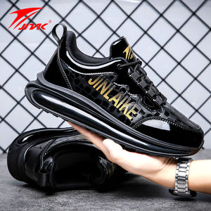 金莱克男鞋真皮气垫鞋春秋新款黑色跑步鞋休闲夜光百搭潮流运动鞋