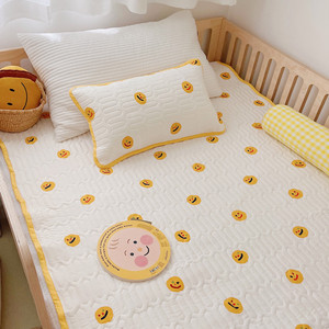 婴儿纯棉床单新生儿软垫儿童夹棉绗缝床盖宝宝床床单拼接床可定制