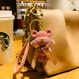 ins风毛线熊高级钥匙扣2021年新款女背包小挂件饰品可爱汽车挂饰