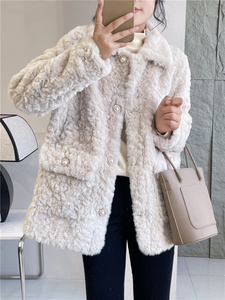 厚外套女羊羔绒皮毛一体2023年秋冬季新款宽松加厚白色羊羔毛外套