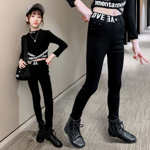 女童裤子春秋时尚秋款儿童打底裤外穿小女孩小脚紧身黑色洋气春装