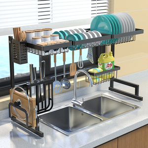 厨房水槽伸缩置物架多功能碗架沥水架水池上方放碗碟洗碗槽收纳架