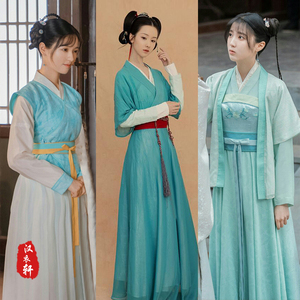 影视魏晋风唐朝女士汉服丫鬟服飘逸仙女服古典舞蹈服宫女服演出服