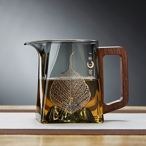 木柄公道杯加厚玻璃耐热泡茶过滤公杯防烫功夫茶具配件茶海分茶器