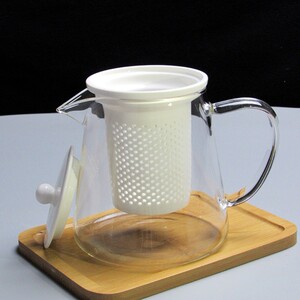 内胆过滤网配件内置全瓷孔分离泡茶杯茶隔茶漏圆形带盖玻璃花茶壶