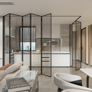 厨房阳台折叠门隔断门卫生间浴室铝镁合金推拉门网红隐形玻璃移门
