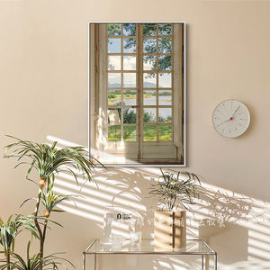 法式假窗户风景装饰画ins风卧室床头挂画北欧小清新客厅餐厅壁画