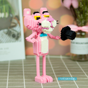 兼容乐高钻石小颗粒微拼装成人积木玩具卡通女孩系列礼物粉红豹子