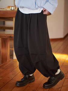 evistub 22ss 日系垂感混纺重磅 束脚调节工装宽松褶位休闲剑道裤