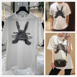 正品直邮burberry/巴宝莉22春夏字母兔子耳朵立体印花宽松短袖t恤