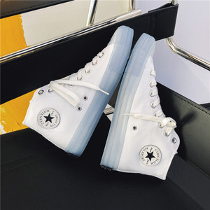 夏季联名匡威star男鞋白蓝果冻透明底高帮帆布鞋百搭休闲鞋板鞋潮