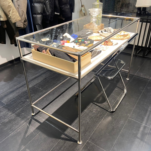 中古不锈钢玻璃写字台轻奢极简化妆台网红工作室家用桌子展示桌