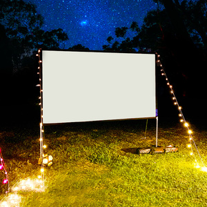 yichao户外投影幕布防风便携式露营地手动支架幕150寸投影仪布幕可