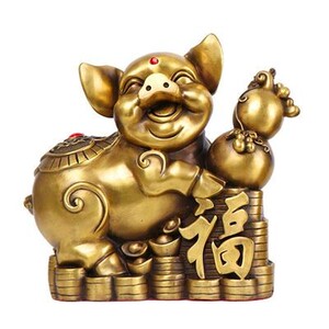 纯铜金猪运财金猪送福铜猪摆件 财富对猪福猪家居办公室饰品摆件