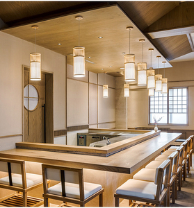 餐厅吧台竹艺吊灯民宿日式韩式装饰灯创意三头客栈火锅店竹编灯具