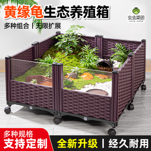 黄缘龟饲养箱陆龟安缘半水乌龟专用缸家用养殖爬虫生态造景观赏盆