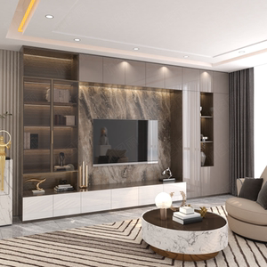 加图丽轻奢电视柜全屋定制家具家用现代简约高光玻璃平开门大柜子