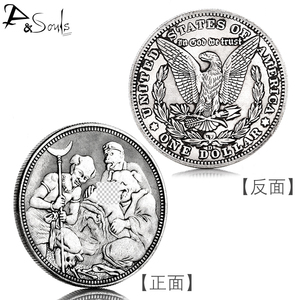 三打白骨精流浪币吊坠男士潮流项链女骷髅西游记幸运硬币收藏银元