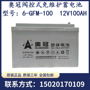 奥冠胶体蓄电池12V100AH 6-GFM-100 UPS电源太阳能机房光伏专用