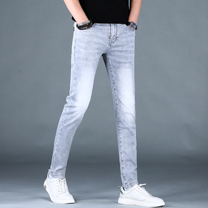 男士浅色潮流牛子裤男潮牌高端修身小脚弹力百搭时尚休闲长裤子男