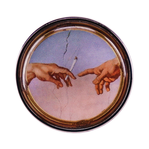 壁画创世纪亚当之手灵感胸针米开朗基罗绘画艺术徽章