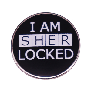 "i am sherlocked"胸针悬疑连续剧神探夏洛克灵感徽章