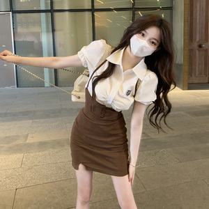 jk制服纯欲风炸街学院风套装女夏季吊带连衣裙甜辣包臀裙子两件套