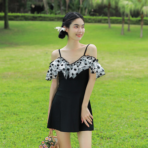 00只是维持淘宝nazal微胖mm泡温泉一字肩大码泳衣女胖妹妹遮肚显瘦