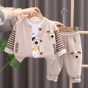 婴儿衣服春秋季男童洋气外套可爱时髦帅气套装一岁半男宝宝春装潮