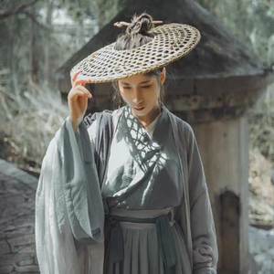 160人付款天猫侠女摄影道具武侠古风斗笠遮容帽摄影写真遮容面纱古装