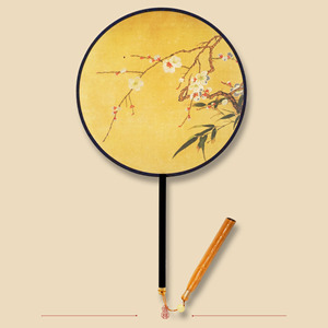 古风真丝中国风梅花扇子汉服古典宫廷宫扇团扇半透明丝圆扇宋画