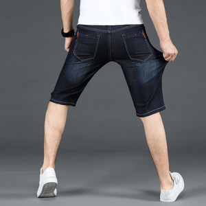 弹力牛仔短裤男士夏季超薄款七分黑色中裤直筒修身休闲5五分马裤