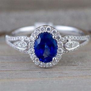 禾呈厂家直销欧美风格镶嵌蓝宝石戒指 时尚精致女式手饰