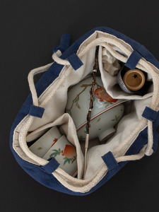 器想棉麻茶杯茶具套装收纳袋加长加厚旅行便携包大号功夫保护布包