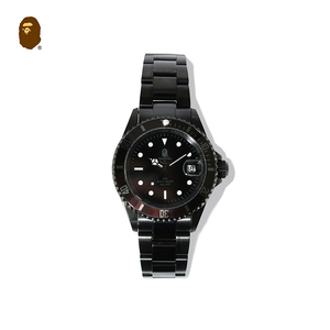 bape配饰猿人头字母图案纯色黑色简约腕表182014g