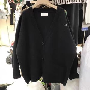 高级感黑色毛衣外套女2024年春季新款韩版慵懒风宽松加厚针织开衫