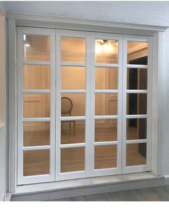 铂庭实木格子玻璃室内折叠门厨房卫生间客厅吊轨移门推拉门无下轨