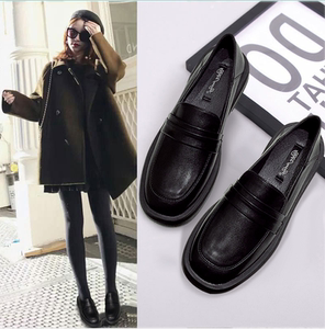 真皮英伦风小皮鞋女2021新款秋冬季平底黑色复古配裙子软皮乐福鞋